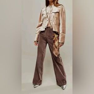 FREE PEOPLE Ballet Racer Ruffle Velvet Button Champagne Jacket size S NWT $198